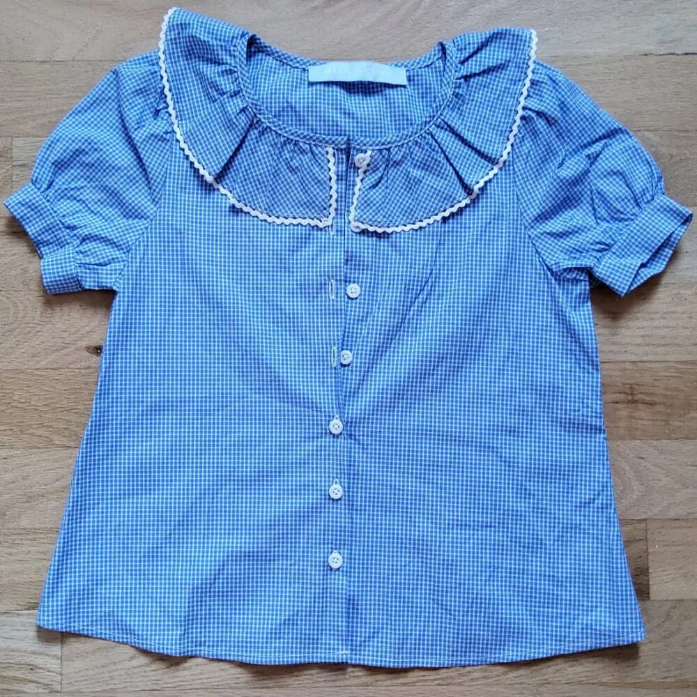 NWOT Hill House Girl Short Sleeve Button Down Top Blouse Size 5/6Y